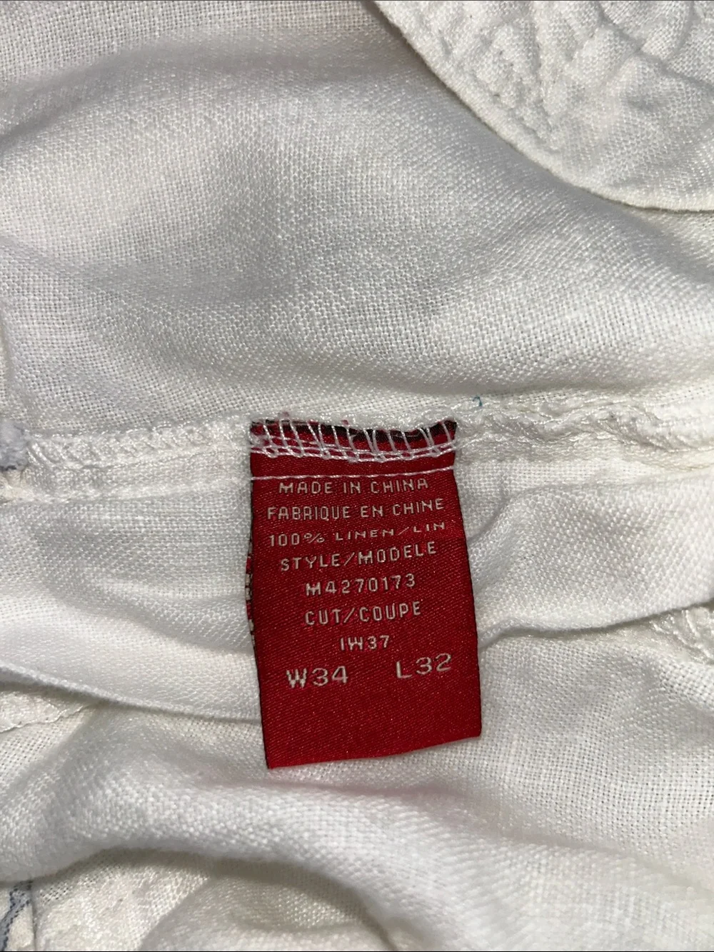 Guess Jeans Men’s 34x32 White Linen Cargo Pants Resort Beach Drawstring